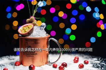 誰能告訴我怎樣在一周內(nèi)弄到1000元很嚴(yán)肅的問題