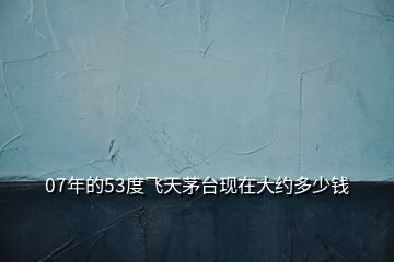 07年的53度飛天茅臺(tái)現(xiàn)在大約多少錢(qián)